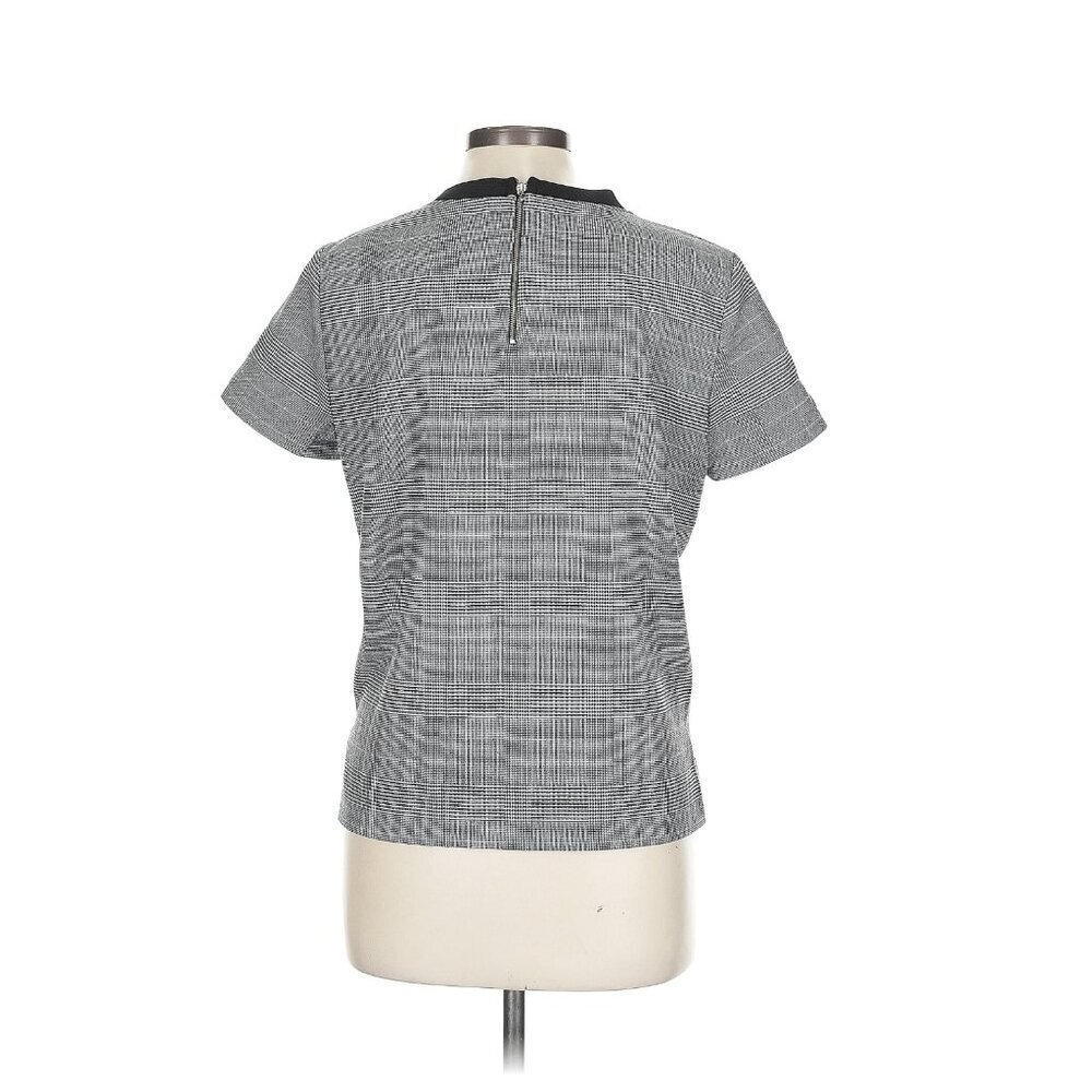 Zara | EUC Plaid Houndstooth Short Sleeve T-Shirt Blouse in Gray/Black Large - Picture 2 of 10